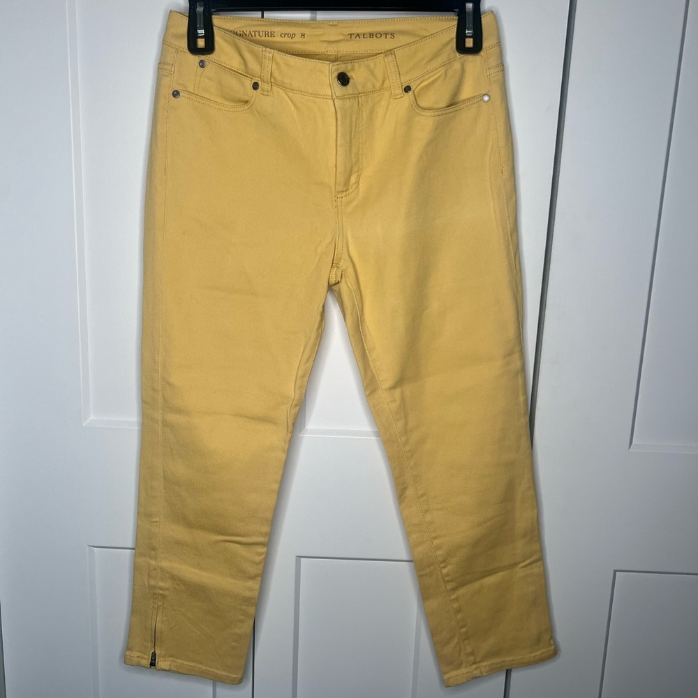 Talbots Signature Crop Yellow Zipper Ankle Jeans Women’s Size 8